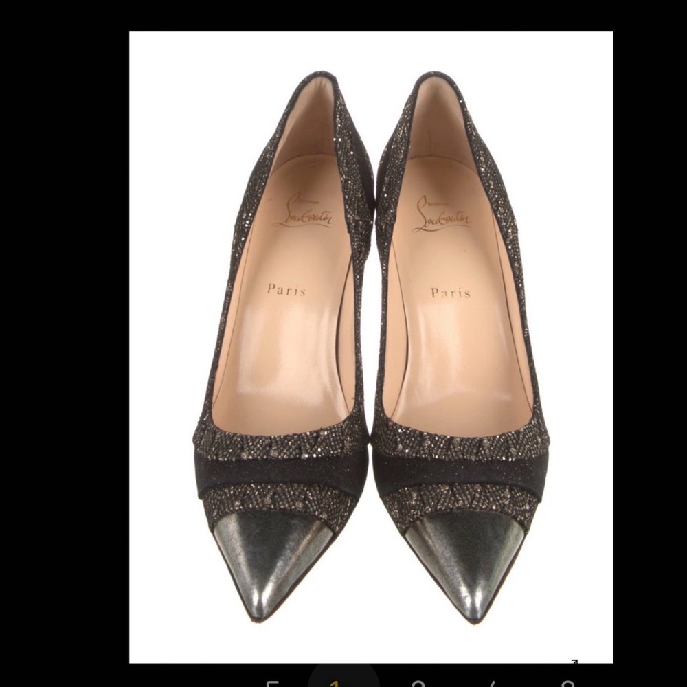 Christian Louboutin Black Glitter Pointed Toe
